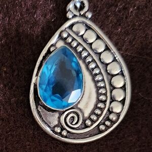 Vintage .925 Sterling Silver and London Blue Topaz Teardrop Earrings